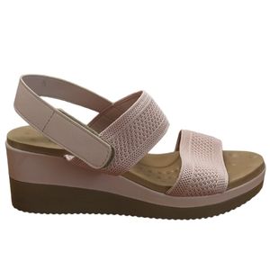 Malu Double Band Comfort Wedge Velcro Strap Sandals Blush Size 7 NWOT